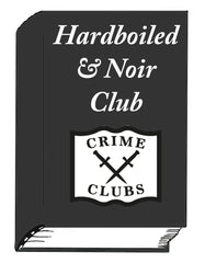 Drawing of book with dark gray cover titled "Hardboiled & Noir Club"