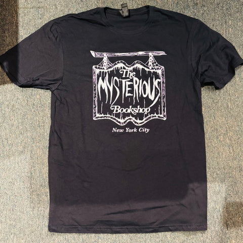 Mysterious Bookshop T-Shirt - Logo - White on Black