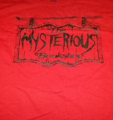 Mysterious Bookshop T-Shirt - Black on Red