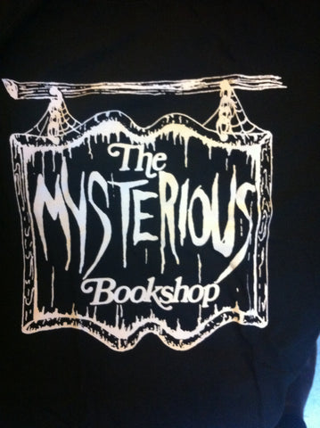 Mysterious Bookshop T-Shirt - White on Black