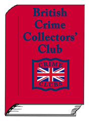 Drawing of book with red cover labeled "British Crime Collector's Club"
